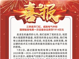 三季度開(kāi)門(mén)紅，威勝電氣中標(biāo) 國(guó)網(wǎng)輸變電第一次設(shè)備協(xié)議庫(kù)存1914萬(wàn)元