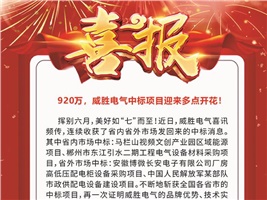 920萬(wàn)，威勝電氣中標(biāo)項(xiàng)目迎來(lái)多點(diǎn)開(kāi)花！